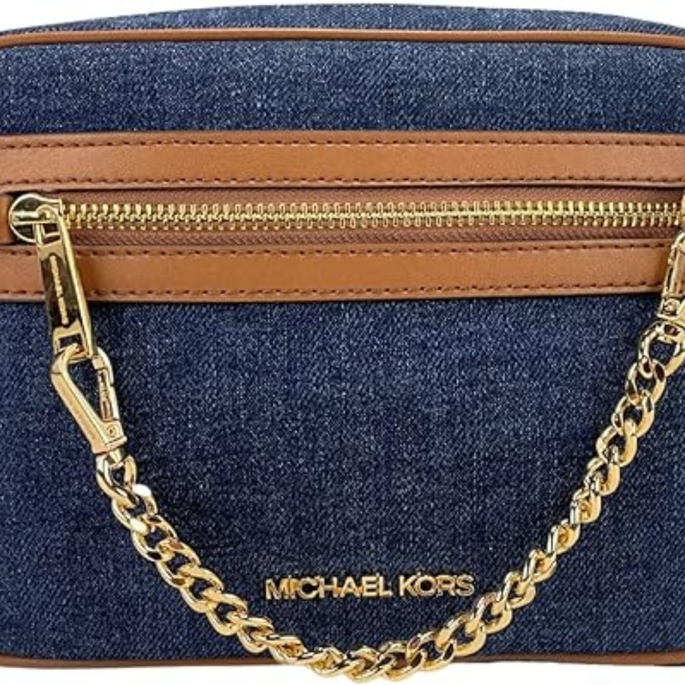 MICHAEL KORS Handbag Jet Set Chain Crossbody Bag in Denim Indigo Blue